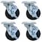 Bk Resources 4-inch Plate Casters, Hard Rubber Wheels, Top Lock Brake, 300lb Capacity, 4PK 4SBR-1PT-HR-PS4 - alternate 1